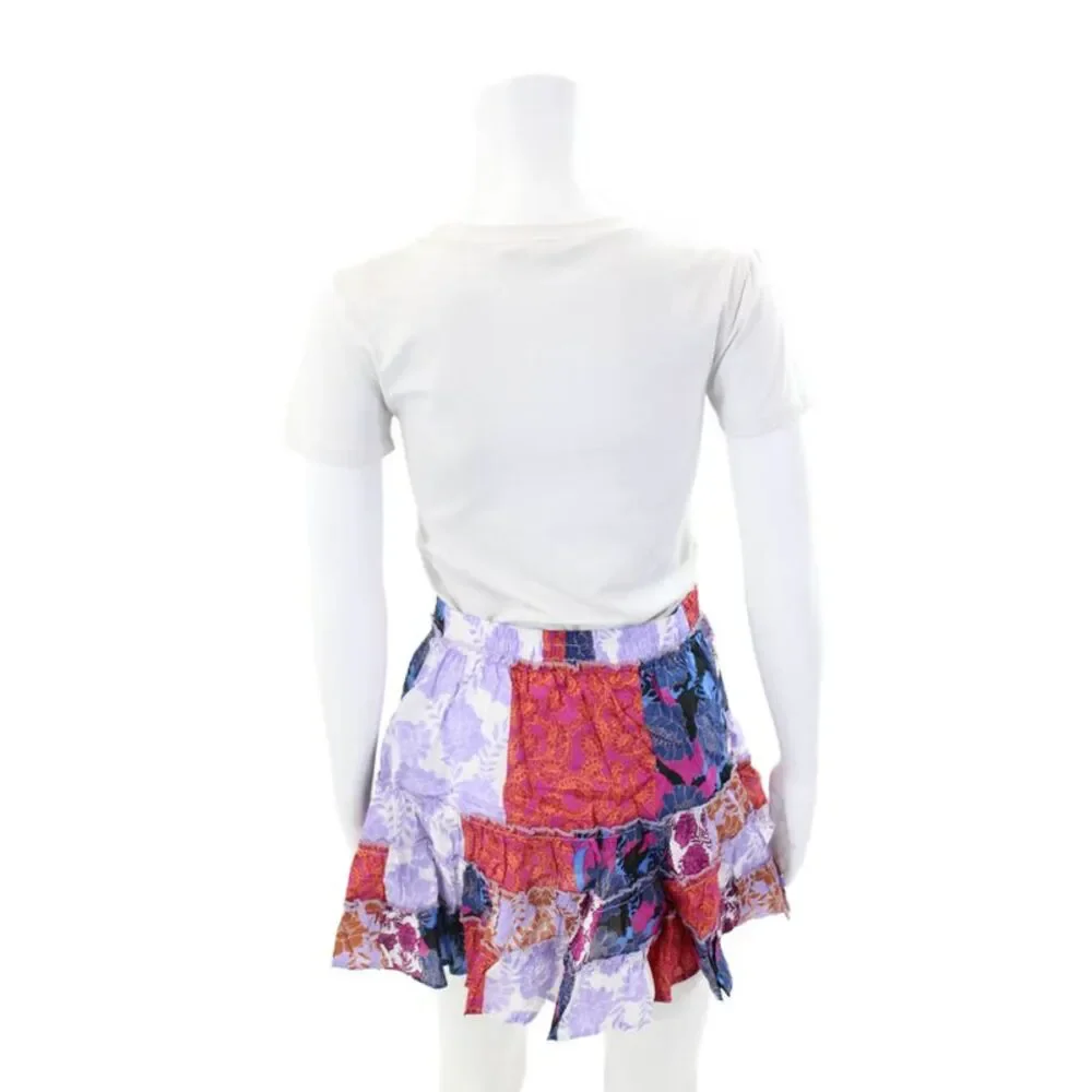 BB Dakota Womens Floral Print A Line Mini Skirt Multi Colored Cotton Size Small